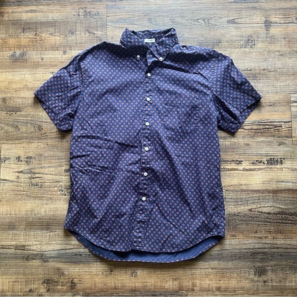 J. Crew Secret Wash Cotton Poplin Shirt Men's M Floral Short Sleeve Stretch
